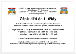 zápis dětí do 1. třídy