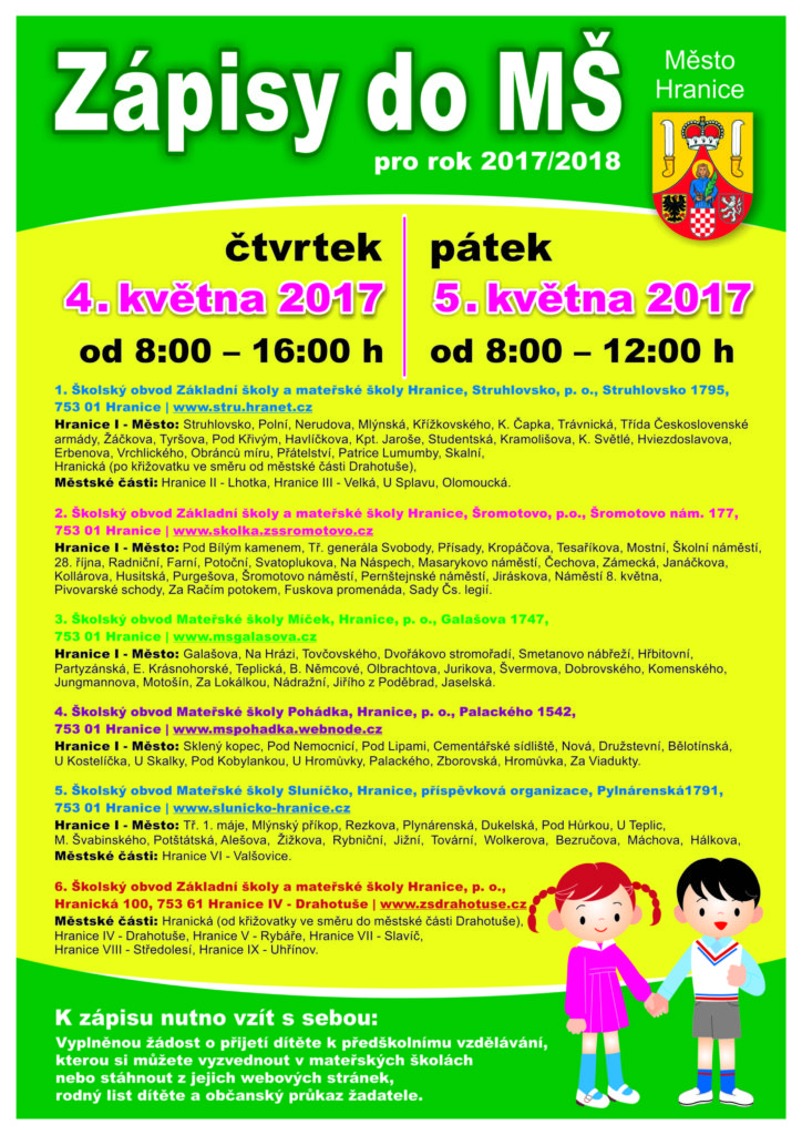Zapis do materskych skolek 2017